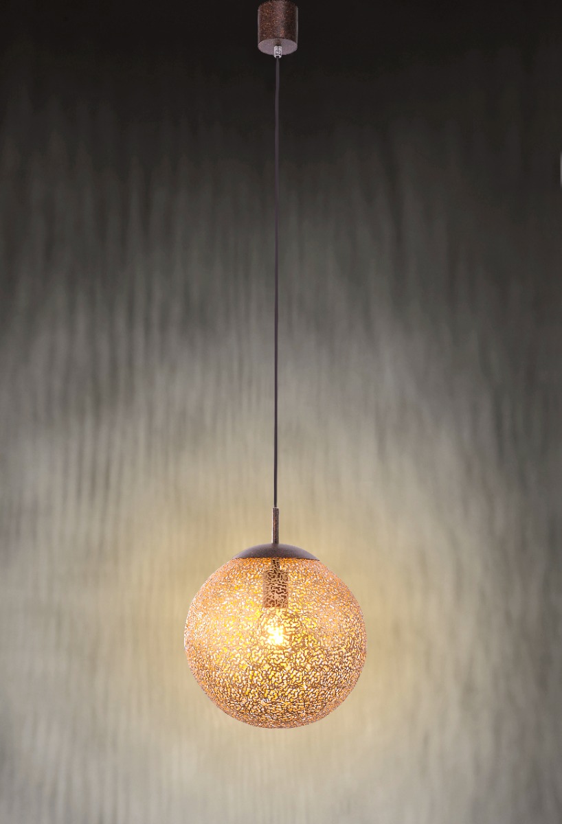 Image of Greta Single Small Ceiling Pendant Light In Rust Finish With Gold Shade 2420-48
