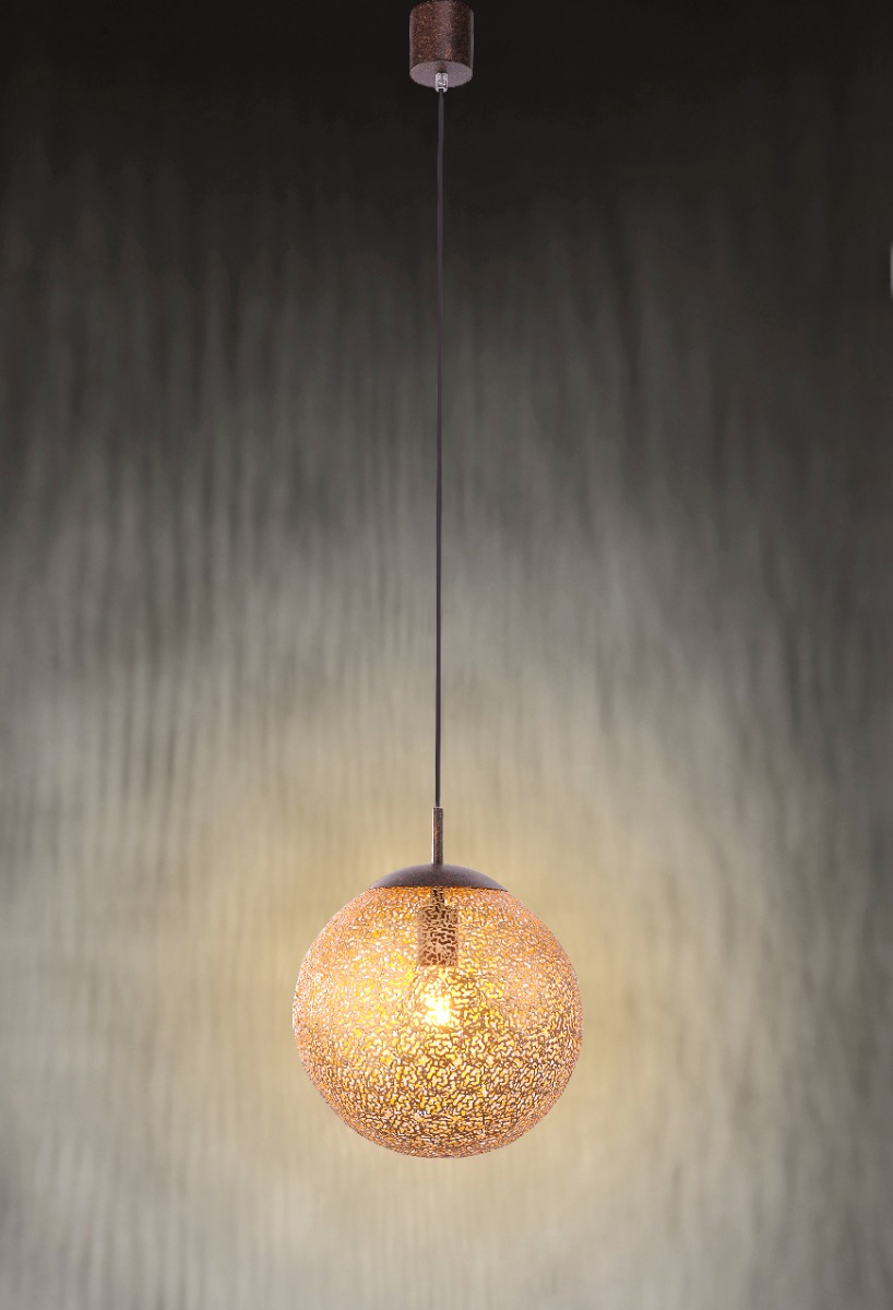 Greta Single Small Ceiling Pendant Light In Rust Finish With Gold Shade 2420-48