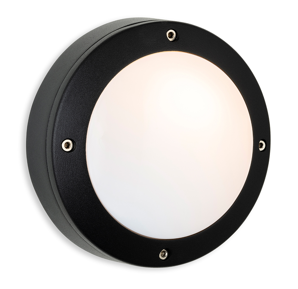 Firstlight 3823BK Nova Outdoor Wall Light In Black With White Diffuser IP44