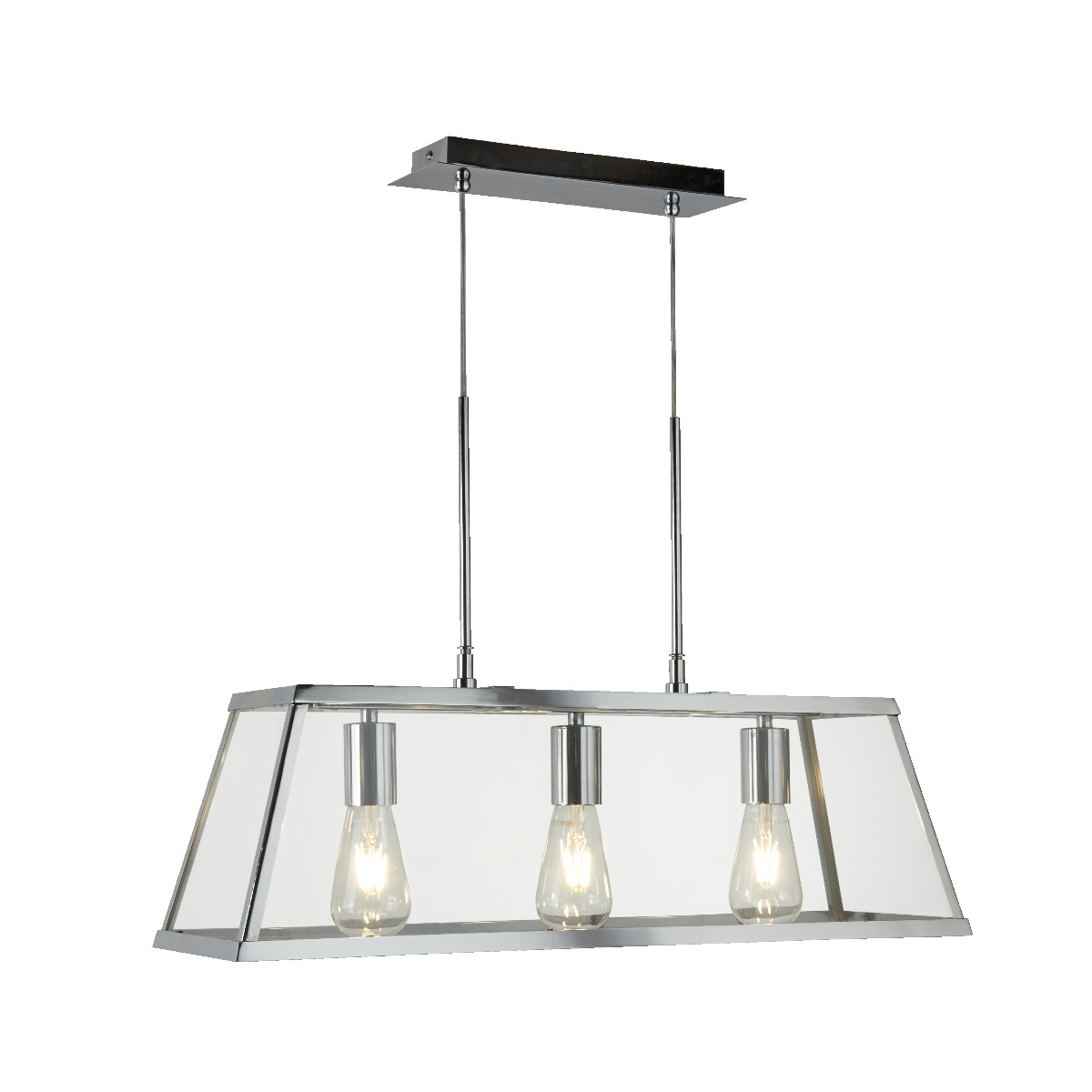 Image of Searchlight 4613-3CC Voyager Three Light Horizontal Ceiling Lantern Light In Chrome