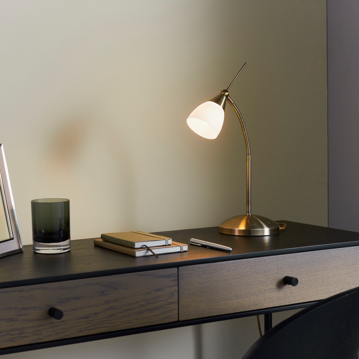 Endon 652-TLAN Touch Lamp In Antique Brass
