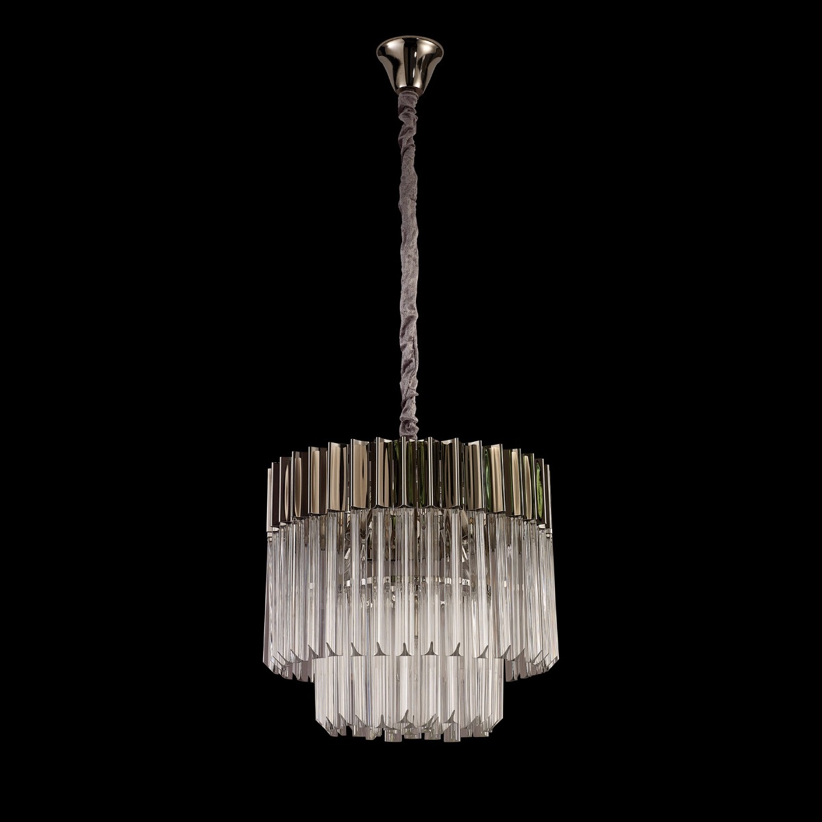 Prestige Metro Medium Ceiling Pendant Light In Polished Nickel With Clear Sculptured Glass 45cm