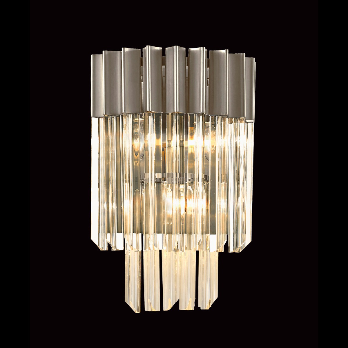 Prestige Metro Stunning Wall Light In Polished Nickel With Clear Sculptured Glass