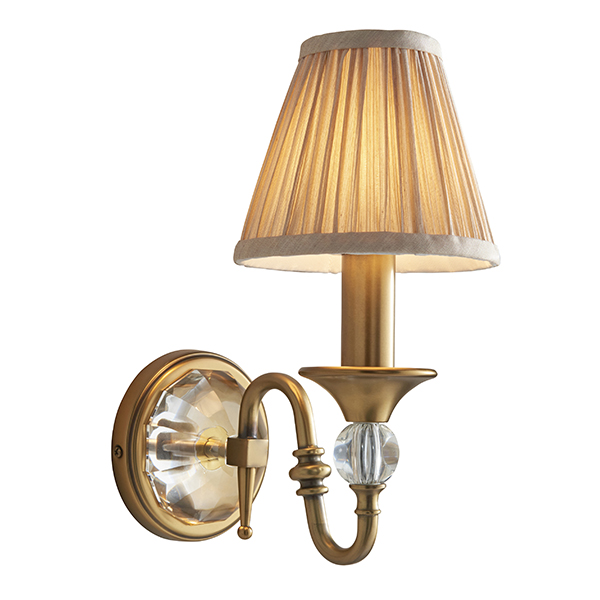 Image of Interiors 1900 63598 Polina Antique Brass 1 Light Wall Light With Beige Shade In Brass