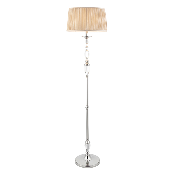 Image of Interiors 1900 70818 Polina Nickel 1 Light Floor Lamp With Beige Shade In Polished Nickel