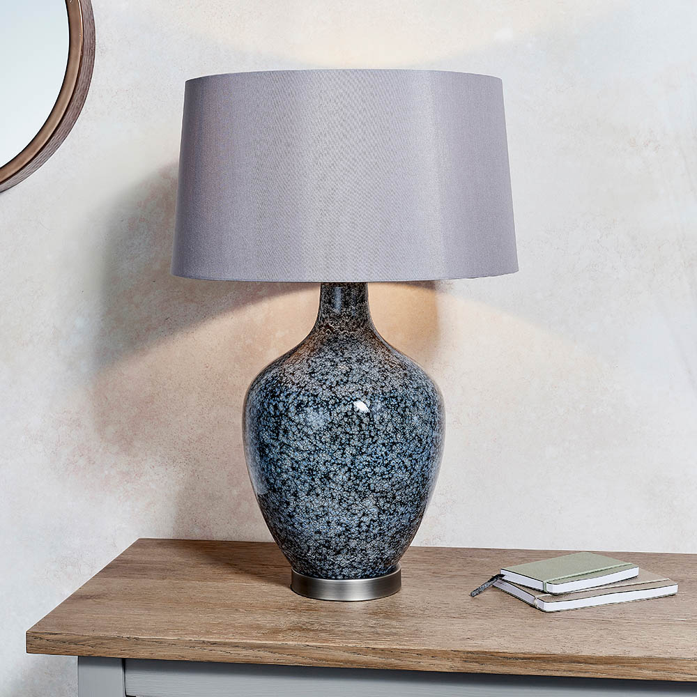 Endon 79842 Ilsa Table Lamp With Grey Black Painted Glass Base And Mink Shade