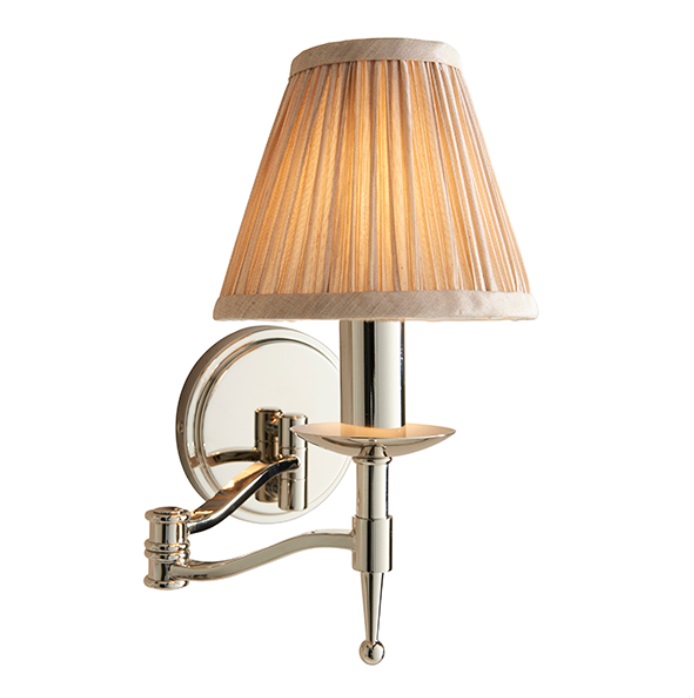 Image of Interiors 1900 63658 Stanford Nickel Swing Arm Wall Light With Beige Shade In Nickel