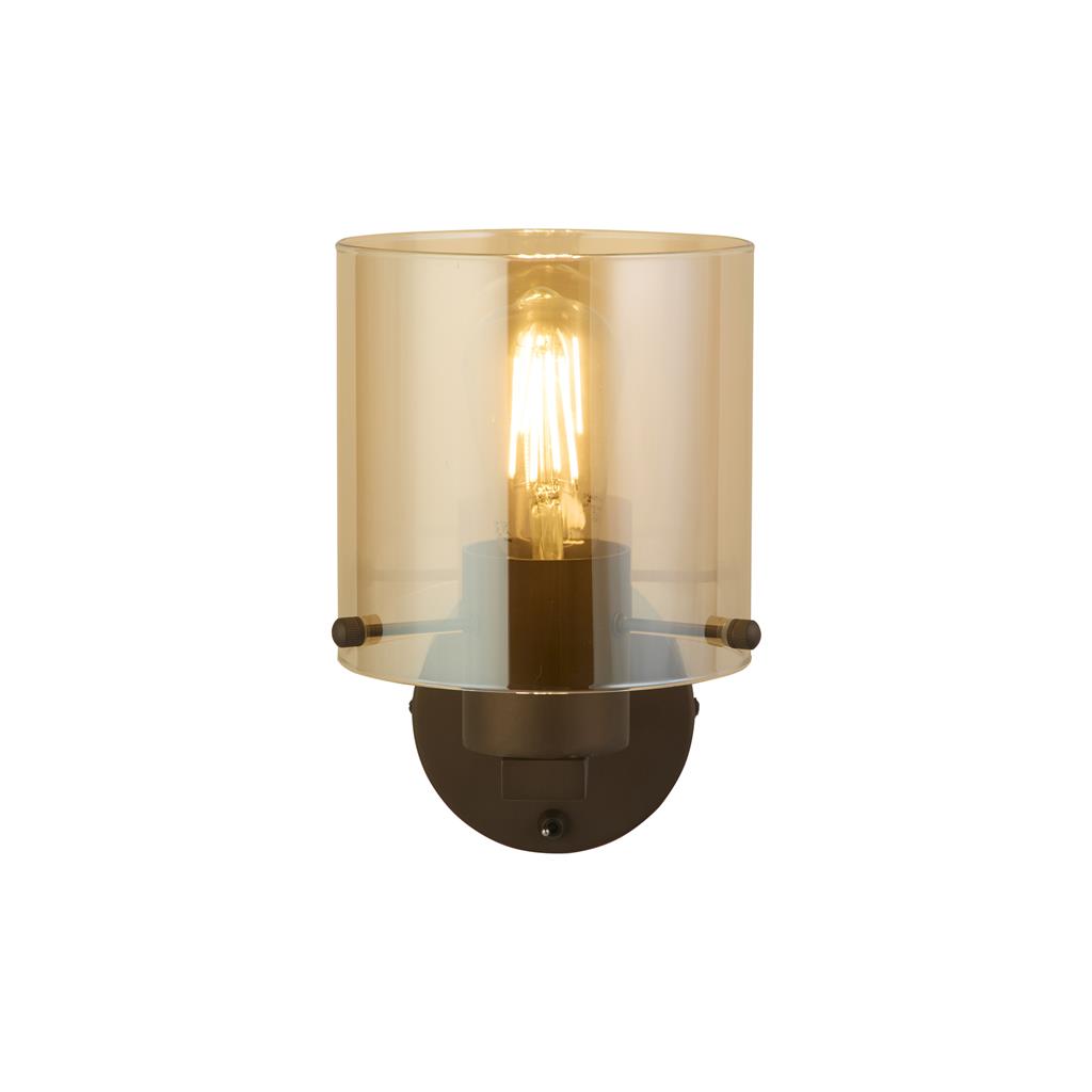 Searchlight Sweden Wall Light In Mocha Finish With Amber Glass 88912-1MO