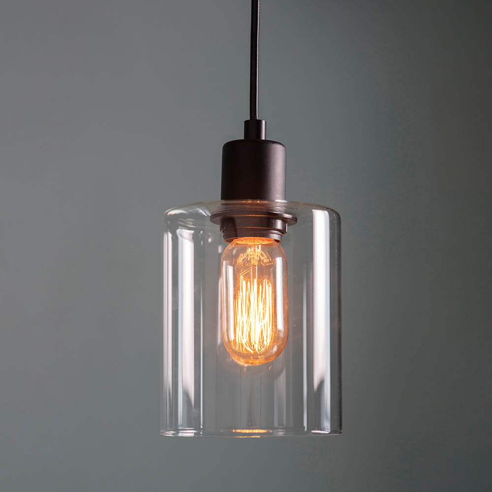 Endon 95472 Toledo Ceiling Pendant Light In Matt Black Finish With Clear Glass