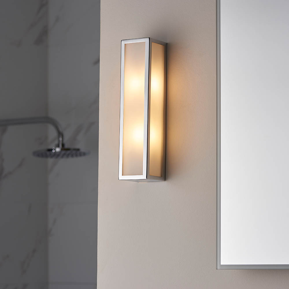 Endon 96137 Newham Bathroom Large Wall Light In Chrome With Frosted Glass IP44