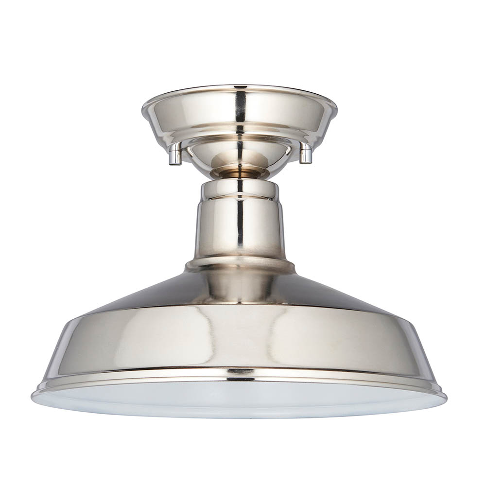 Endon 96181 Darton Semi Flush Ceiling Light In Bright Nickel Finish
