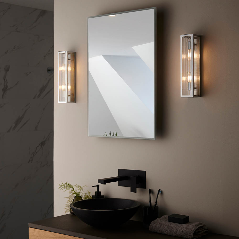Endon 96220 Newham Bathroom Large Wall Light In Chrome With Ribbed Glass IP44
