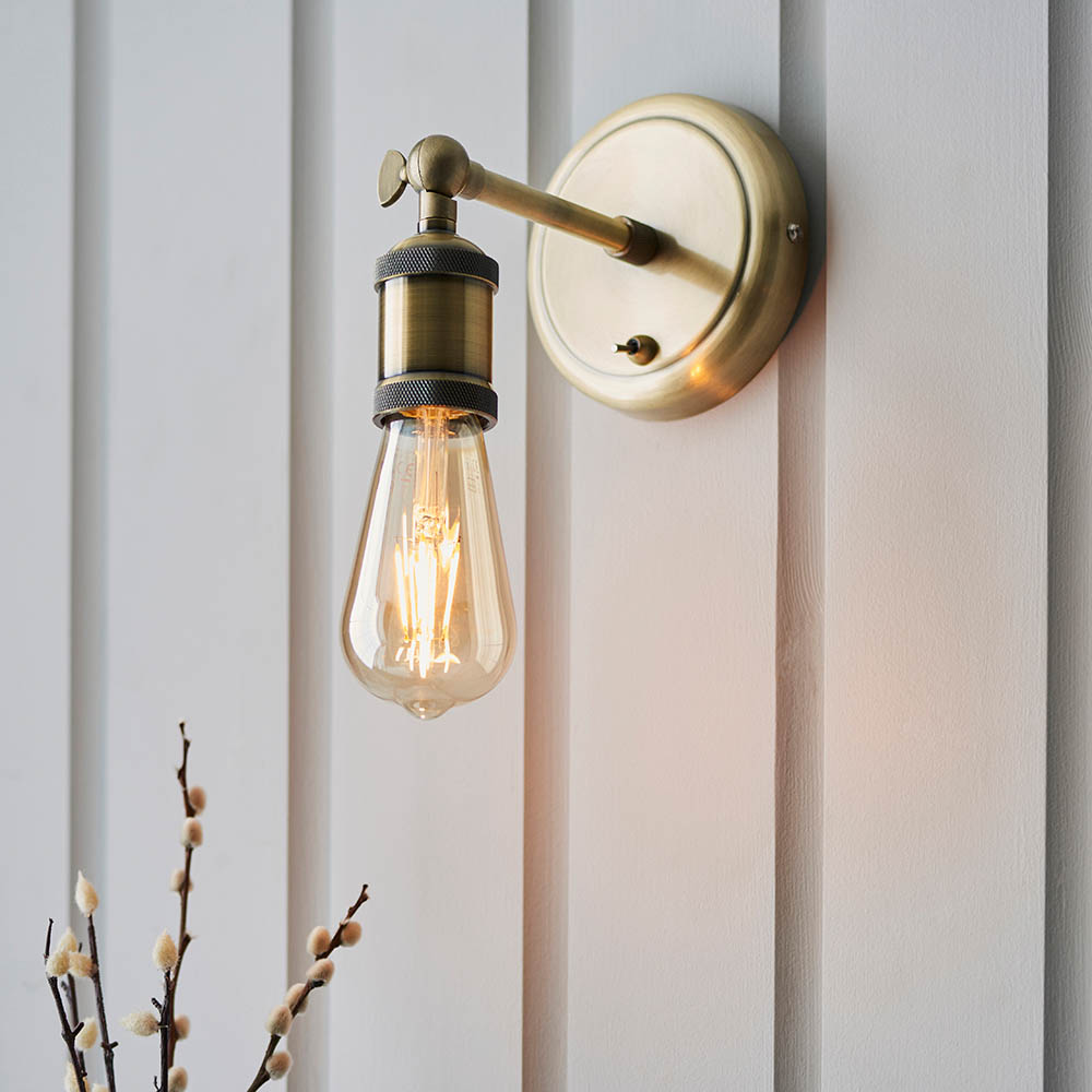 Endon 97245 Hal Wall Light In Antique Brass Finish