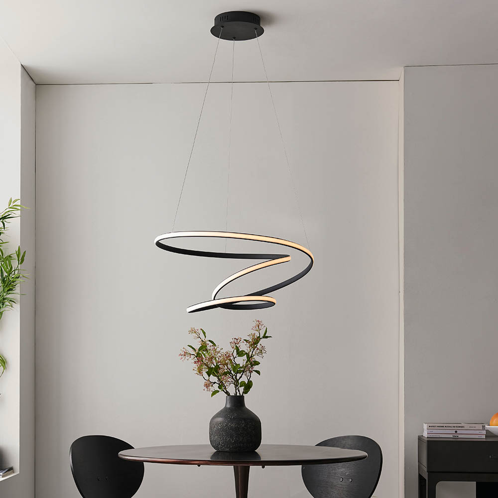 Endon 97632 Dune LED Ceiling Pendant Light In Textured Black With White Silicone Diffuser