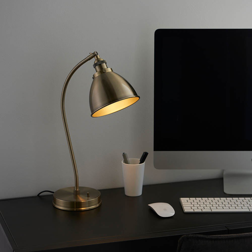 Endon 98747 Franklin Task Lamp In Antique Brass Finish