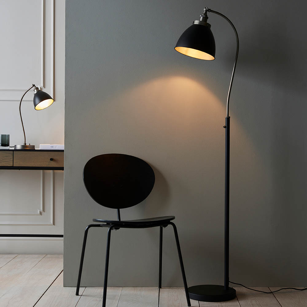 Endon 98753 Franklin Task Floor Lamp In Aged Pewter And Matt Black Finish