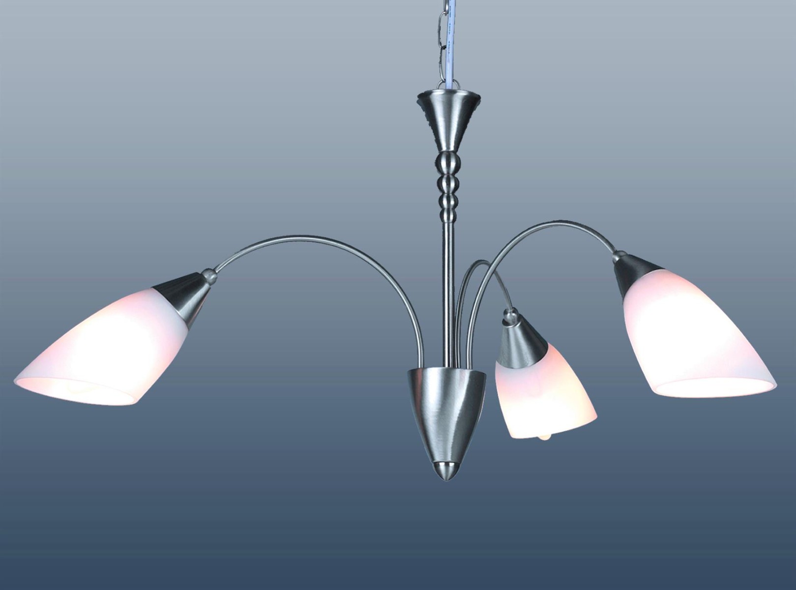 Blenheim 3 Light Ceiling Pendant Light In Satin Chrome Finish With Opal Glass Shades