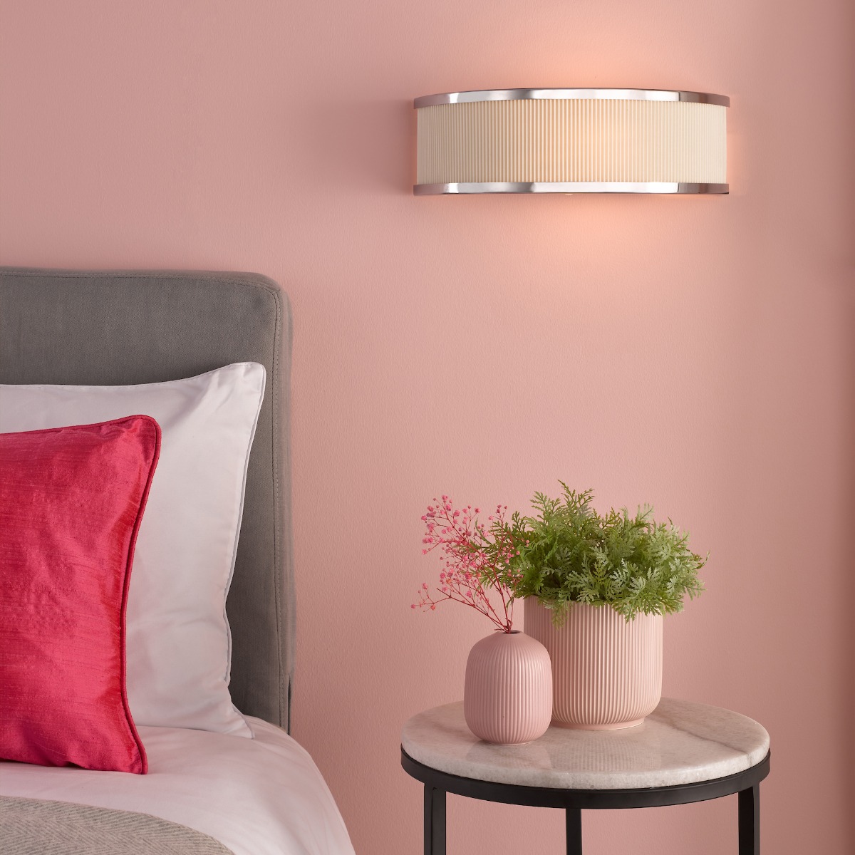 Dar Lighting Alvaro Wall Light In Polished Chrome With Ivory Shade