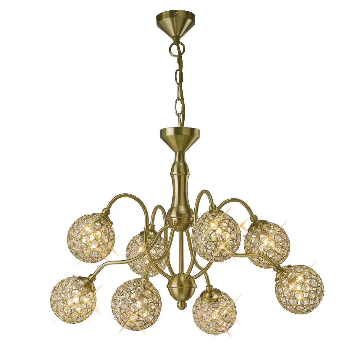 Diyas IL20692 Apollo Satin Gold And Crystal Ceiling Pendant