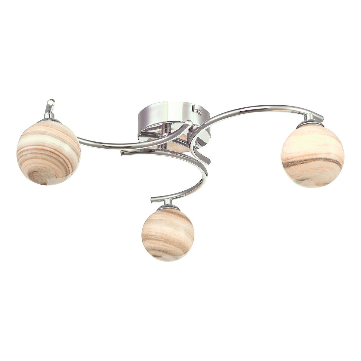 Dar Lighting ATI5350-07 Atiya 3 Light Semi Flush In Polished Chrome With Planet Style Glass