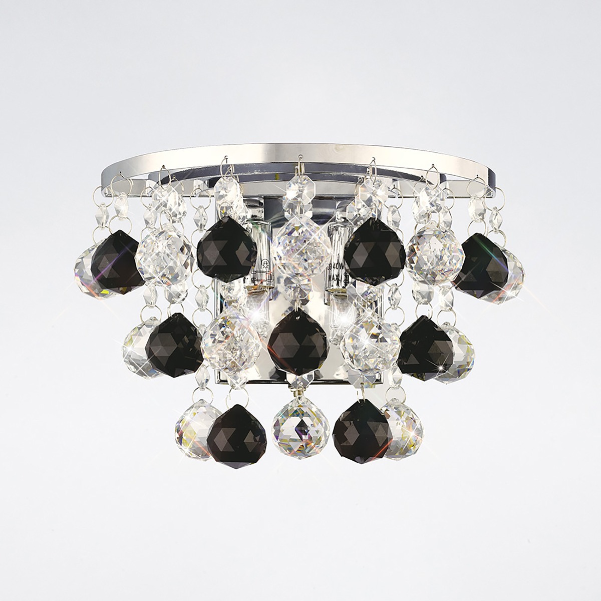 IL30014BL Atla 2 Light Wall Bracket with Black Asfour Crystals