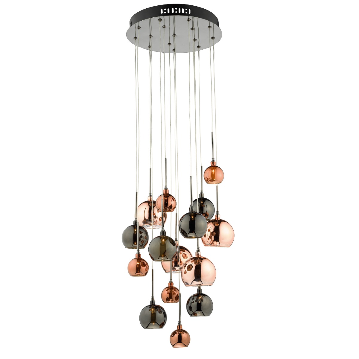Dar AUR1564 Aurelia 15 Light Bronze Copper Cluster Pendant Ceiling Light