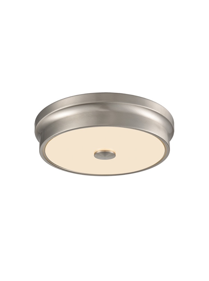 Small LED Flush Ceiling Light In Satin Nickel With Matt White Glass C5799