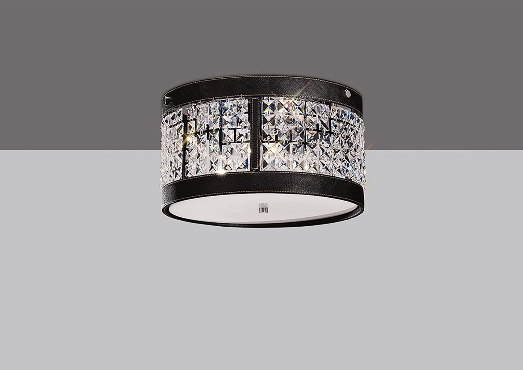 Diyas IL31040 Celsa Dark Brown Leather and Crystal Ceiling Light