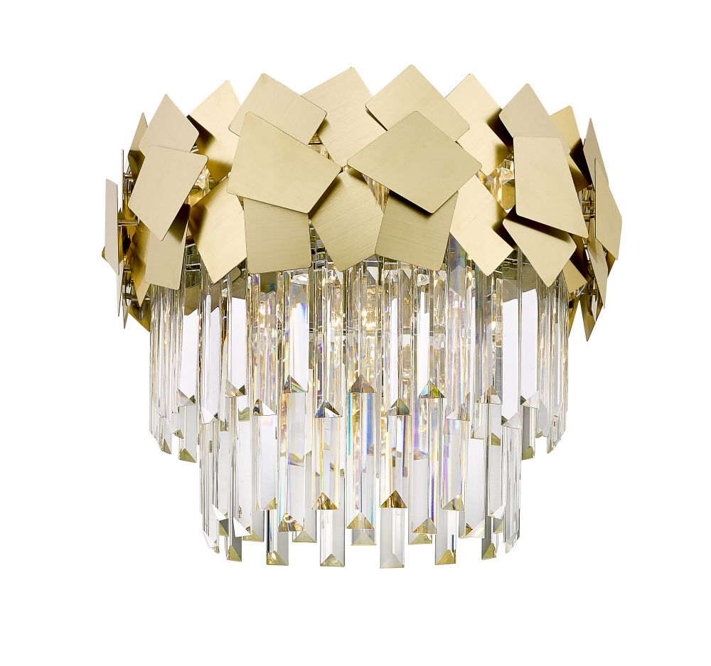 Impex Celine 5 Light Crystal Semi Flush Ceiling Light In Matt Gold Finish