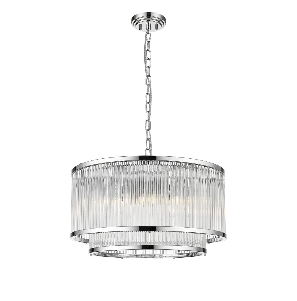 Impex Antigua 5 Light Tiered Ceiling Pendant Light In Polished Chrome Finish