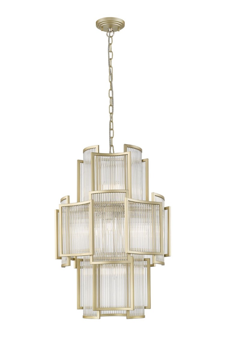Impex Antigua 11 Light Ceiling Pendant Light In Matt Gold Finish