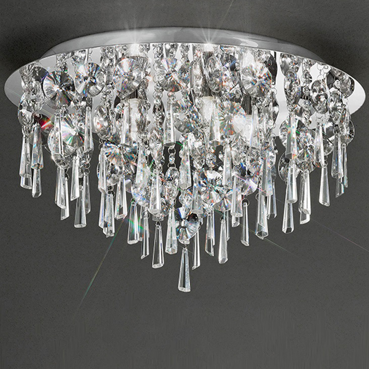 Franklite CF5720 Round 5 Light Crystal Bathroom Flush Ceiling Light