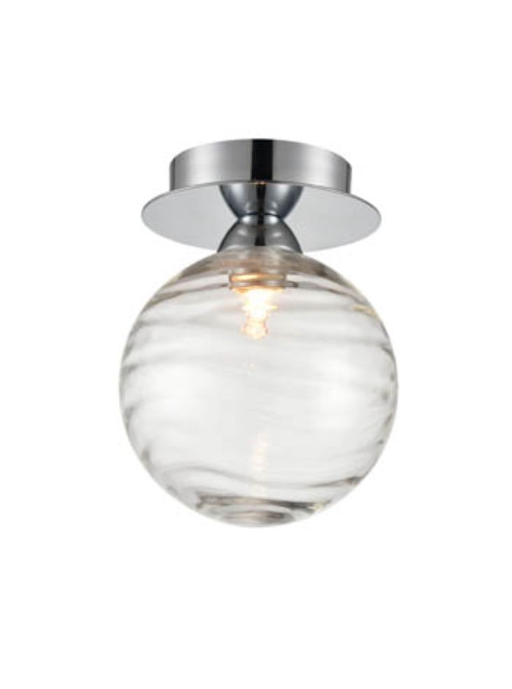 Globe Bathroom Ceiling  Light In Chrome  Finish With Textured Glass Shade IP44 C5790