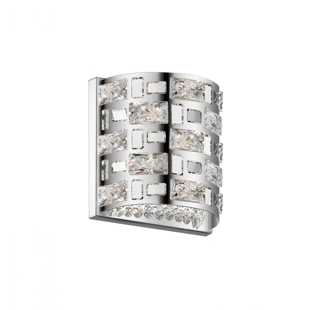 Impex Lola Crystal Semi Circle Wall Light In Polished Chrome Finish