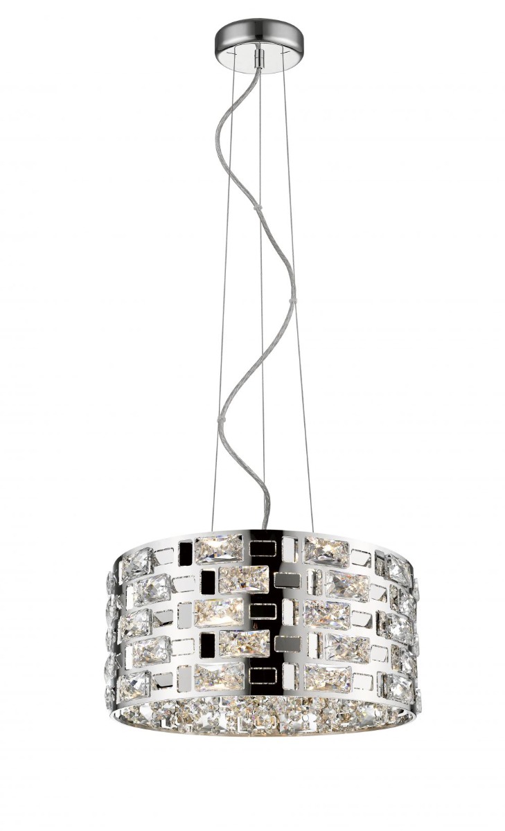 Impex Lola 5 Light Crystal Ceiling Pendant Light In Polished Chrome Finish