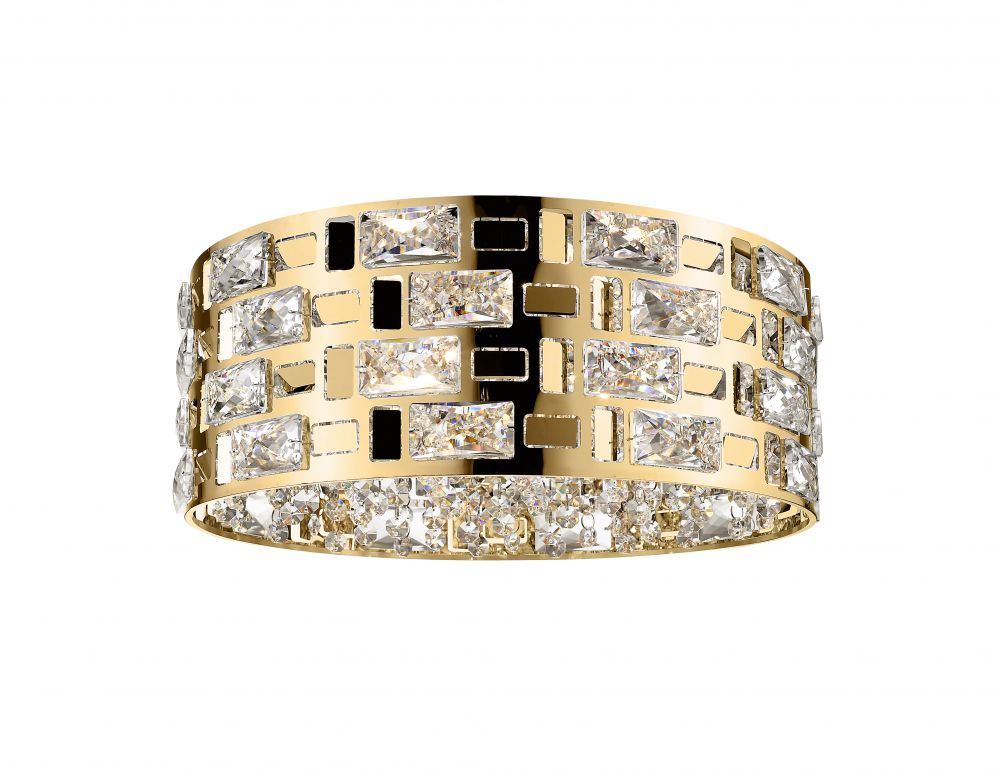 Impex Lola 5 Light Crystal Flush Ceiling Light In Matt Gold Finish