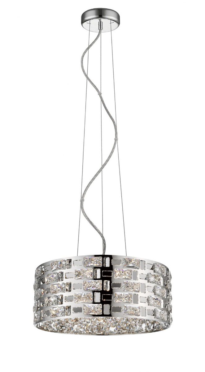 Impex Lola 6 Light Crystal Ceiling Pendant Light In Polished Chrome Finish