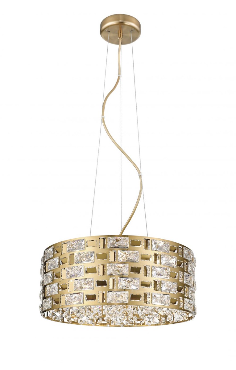 Impex Lola 6 Light Crystal Ceiling Pendant Light In Matt Gold Finish