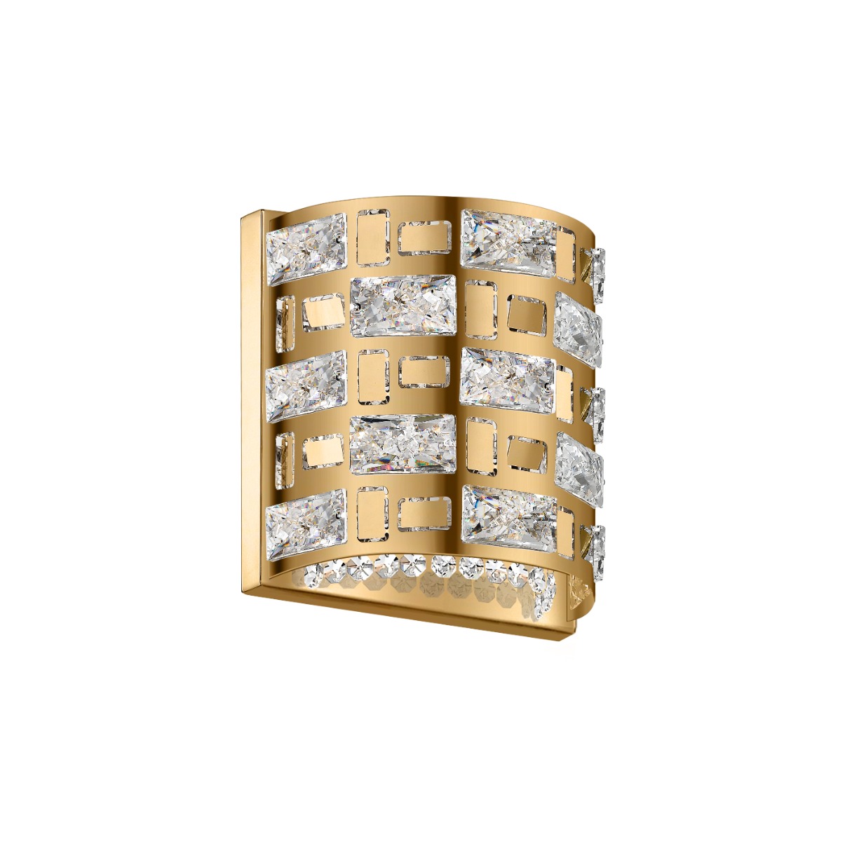 Impex Laurette 2 Light Crystal Curved Wall Light In Polished Gold Finish