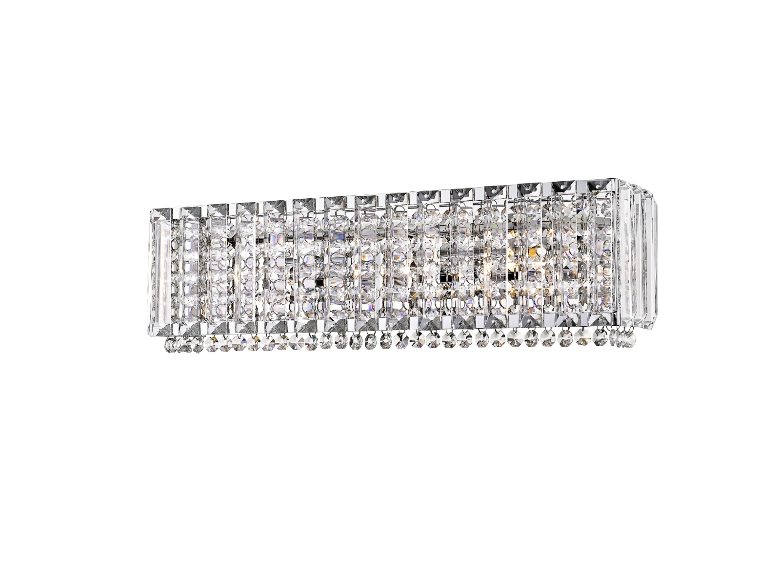 Impex Sophia 3 Light Crystal Oblong Wall Light In Polished Chrome Finish