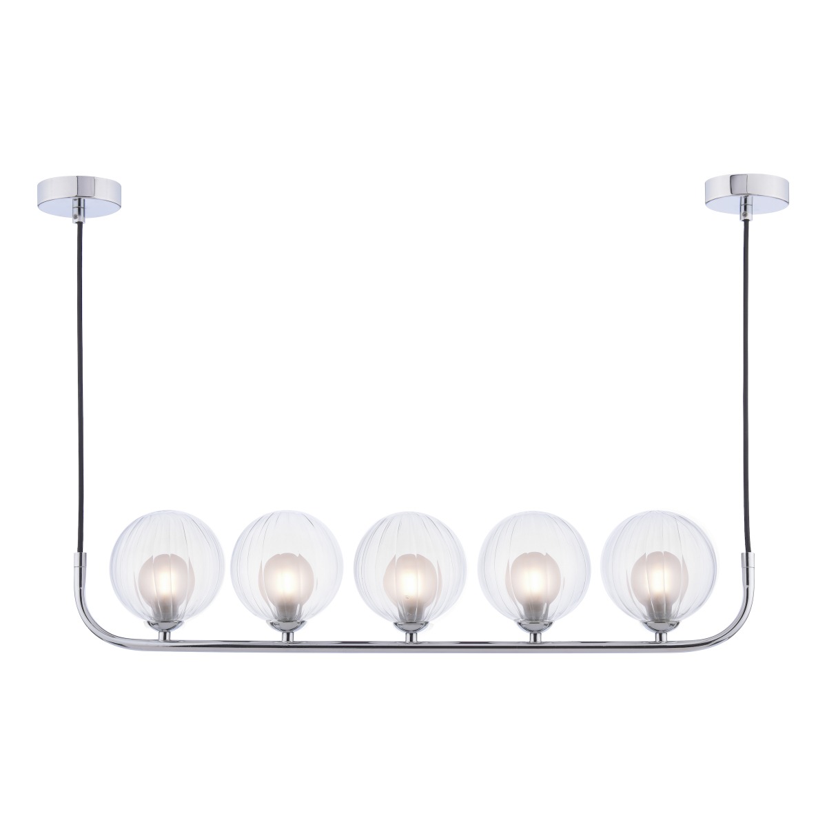 Dar Lighting Cradle 5 Light Bar Ceiling Pendant In Chrome With Clear And Opal Glass