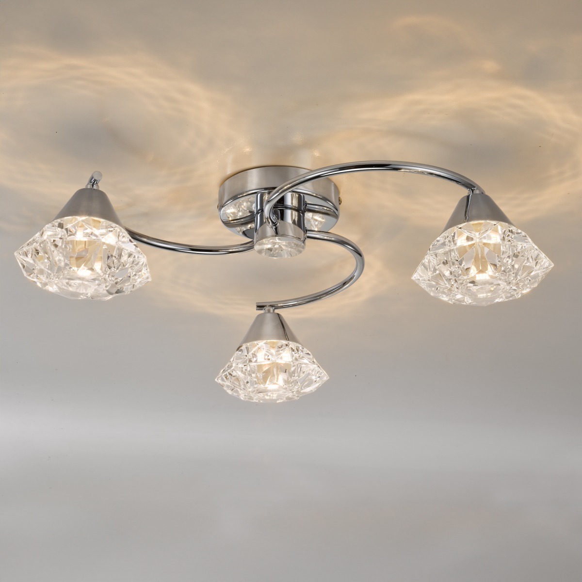 Dar Wisebuys Dilys 3 Light Semi Flush Ceiling Light In Polished Chrome