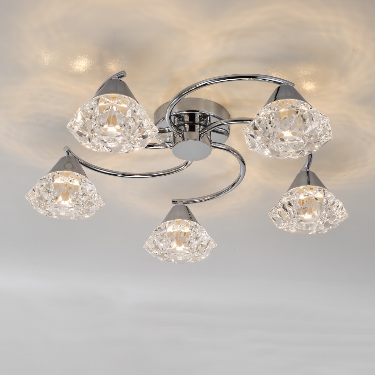 Dar Wisebuys Dilys 5 Light Semi Flush Ceiling Light In Polished Chrome
