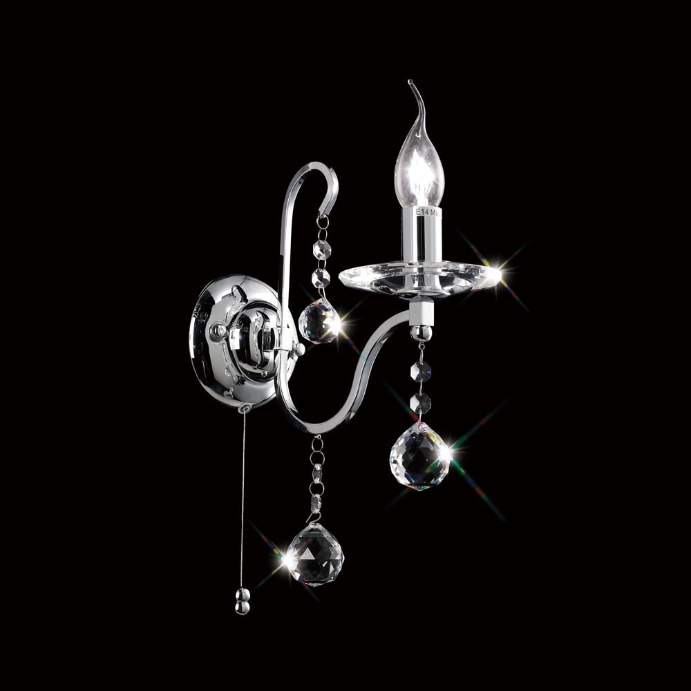 Diyas IL30111 Bianco Single Crystal Wall Light in Polished Chrome