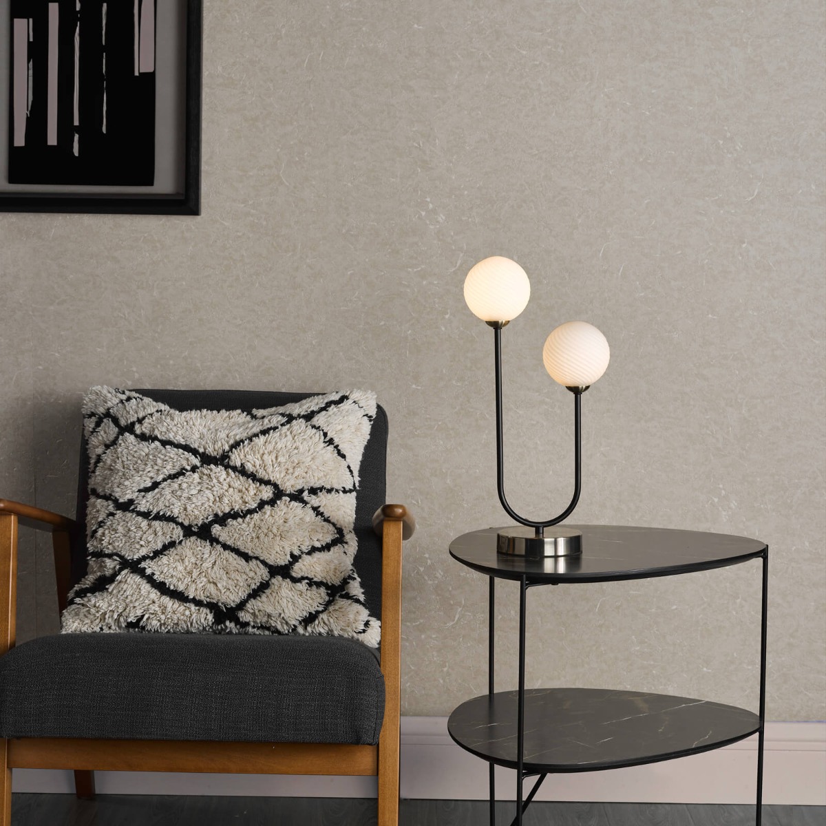 Dar Lighting Duo 2 Light Table Lamp In Antique Brass And Opal Glass