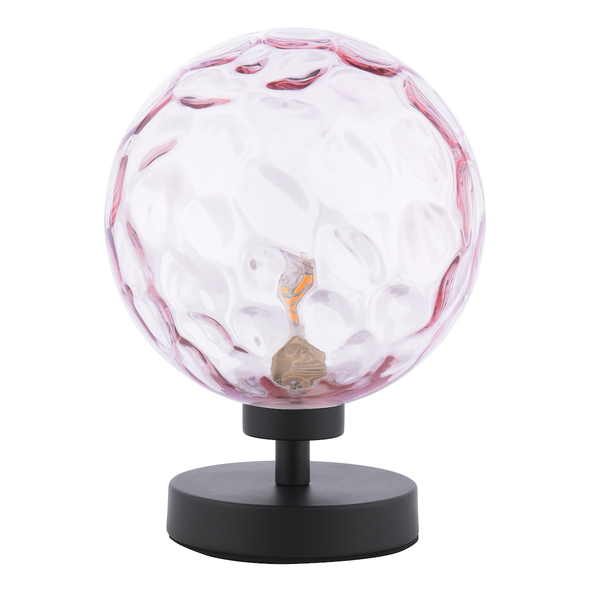 Dar Lighting Esben Table Lamp In Matt Black Finish With Round Pink Dimpled Glass ESB4122-13