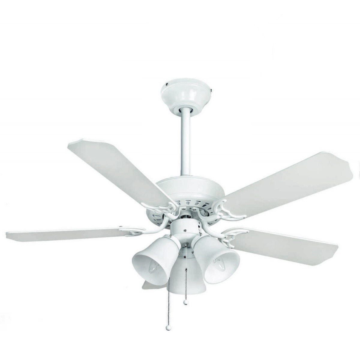 Fantasia 110477 Belaire Ceiling Fan In White And Cane With 42 Inch Blades And 3 Lights