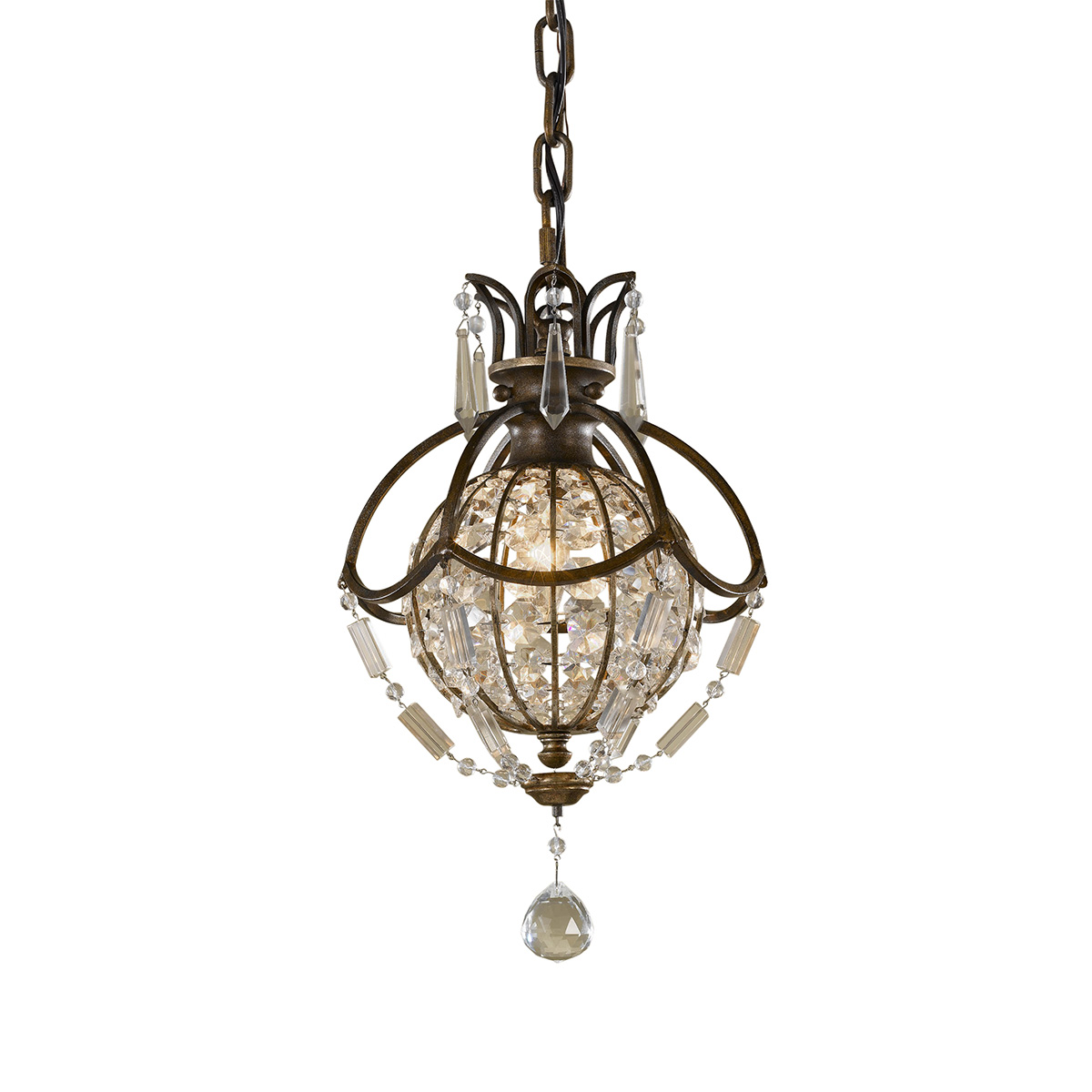 FE-BELLINI-P Bellini 3 Light Bronze/Crystal Mini Chandelier