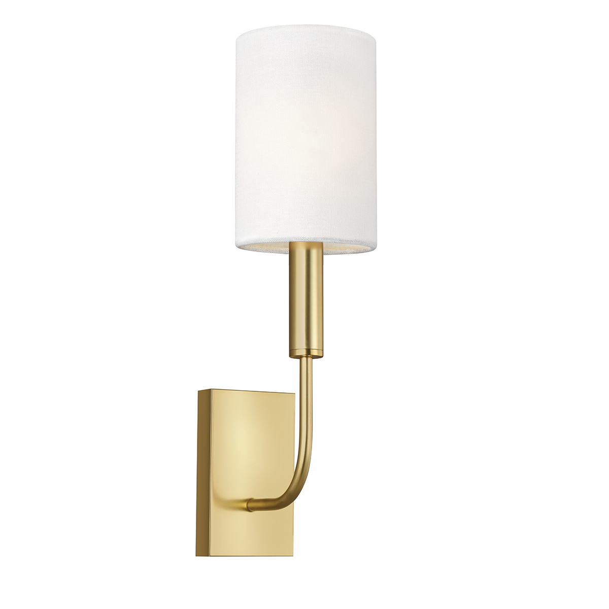 FE-BRIANNA1-BB Brianna 1 Light Wall Light In Burnished Brass With White Linen Shade
