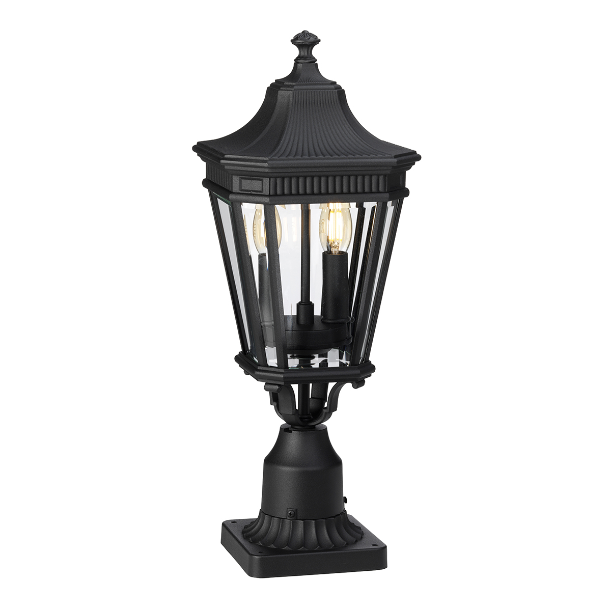 FE-COTSLN3-M BK Cotswold Lane 2 Light Medium Pedestal Light In Black
